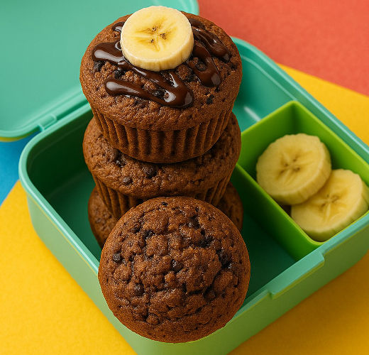 Sprouted Jowar Banana Choco Muffins