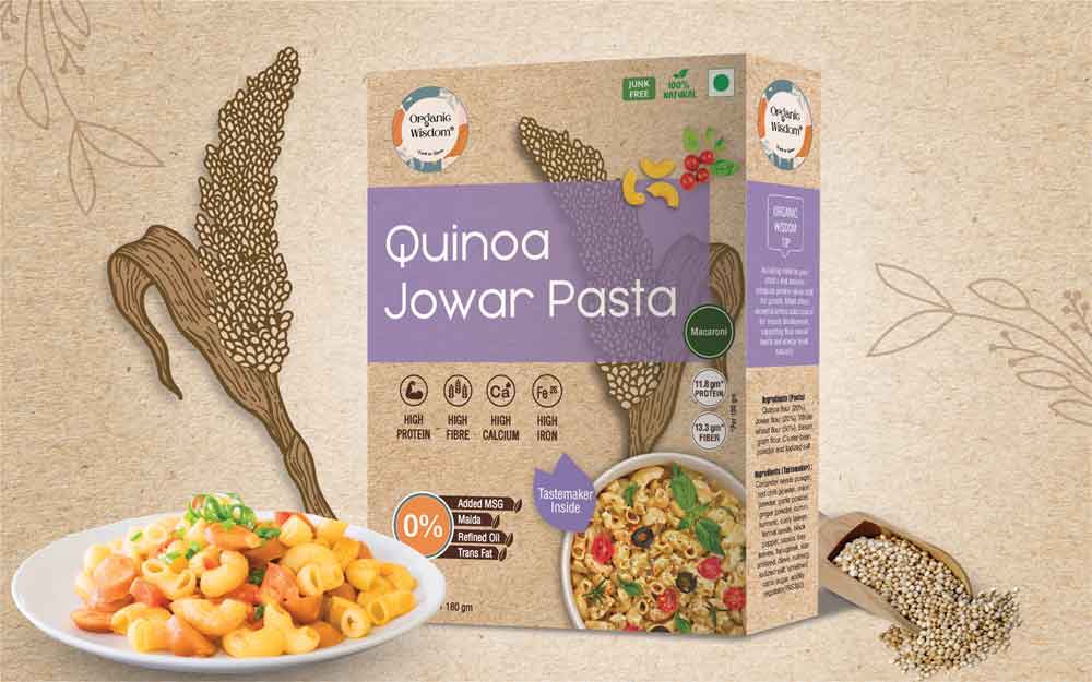 A wholesome, gluten-free Quinoa Jowar pasta for clean and mindful eating.