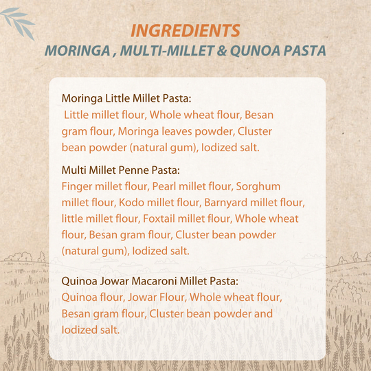 The health combo millet pasta pack by Organic Wisdom