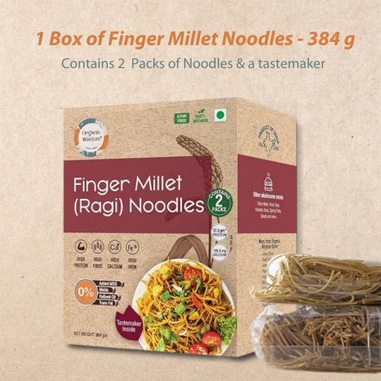Organic and natural ragi millet noodles  by Organic Wisdom