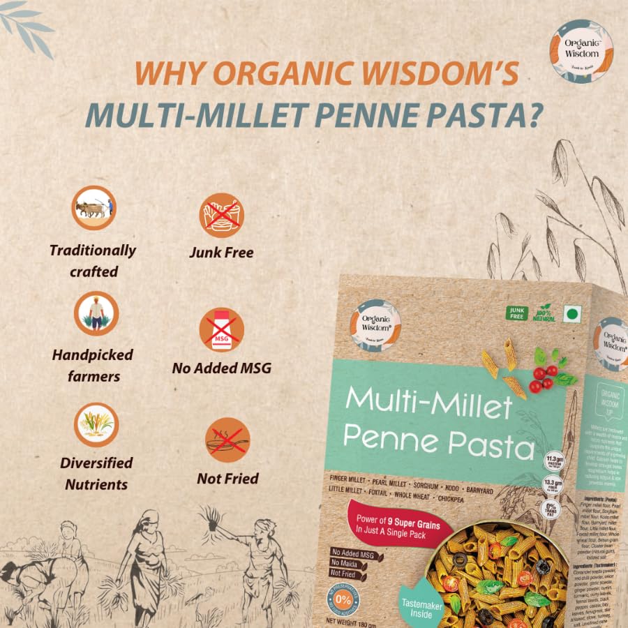 Millet Pasta Combo Pack of 4 — Multi Millet Penne, Moringa Little Millet, Quinoa Jowar & Beetroot Ragi Pasta