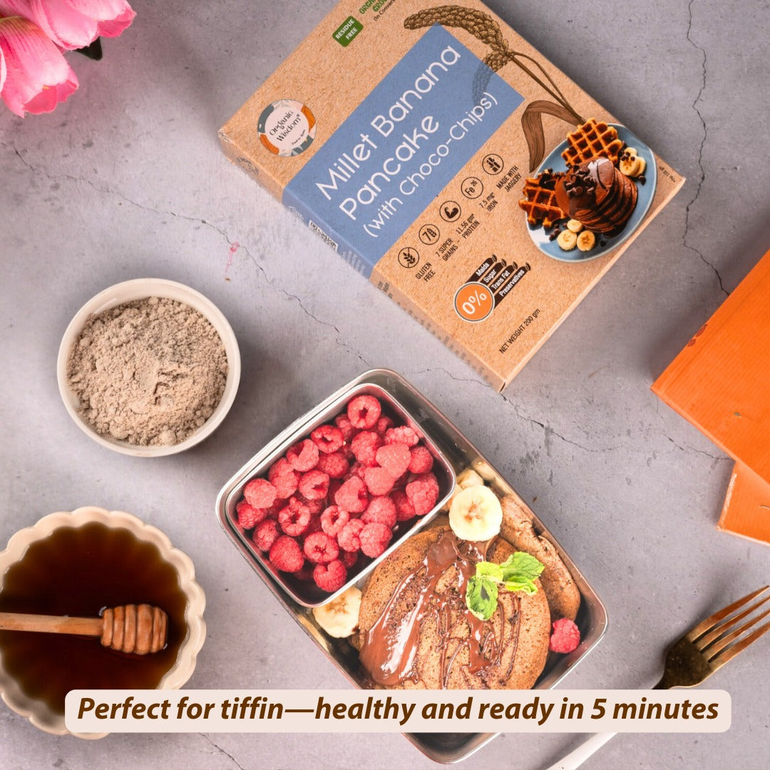 Perfect tiffin meal by Organic Wisdom's Millet pancake