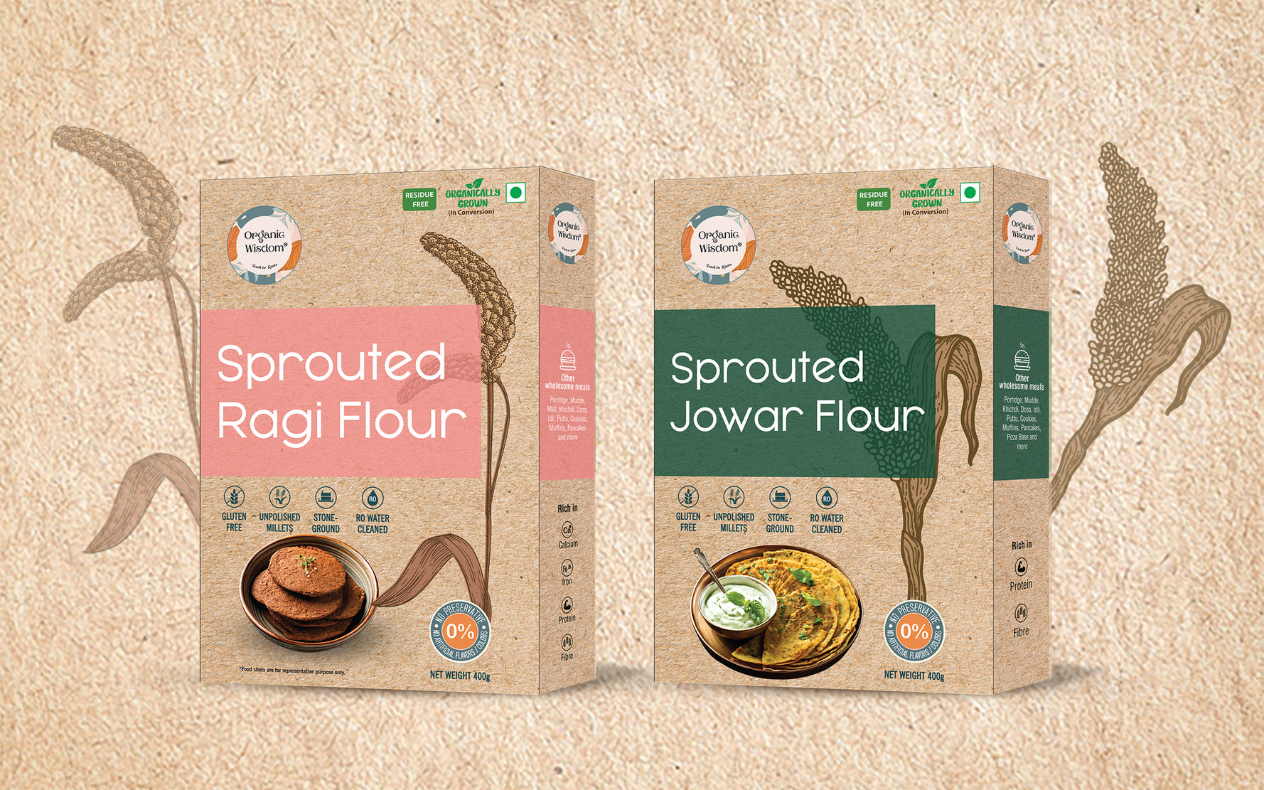 Enrich your flour based meals with our Sprouted Ragi flour and Jowar flour combo