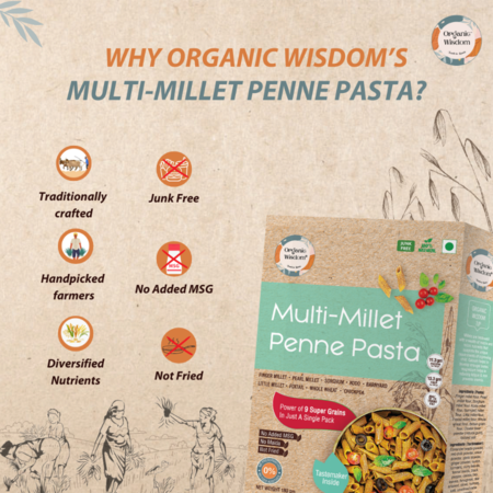 Our Multi millet penne pasta has simple ingredients yet strong benefits.