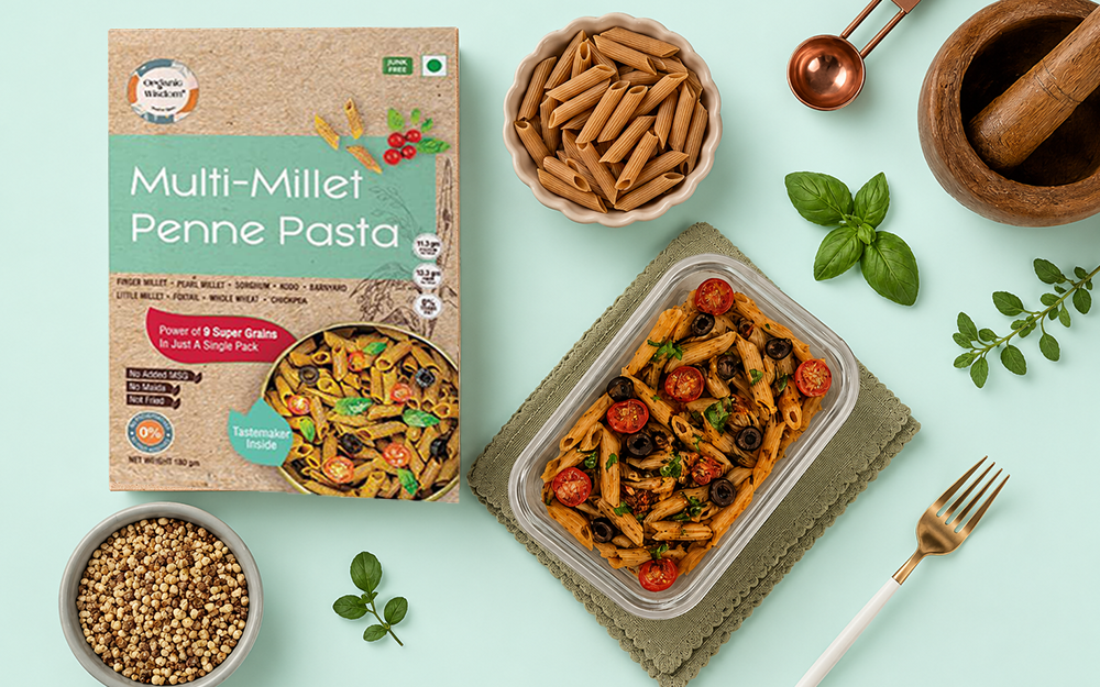 Multi Millet Penne Pasta — 7-Millet & Whole Wheat Blend, 180g