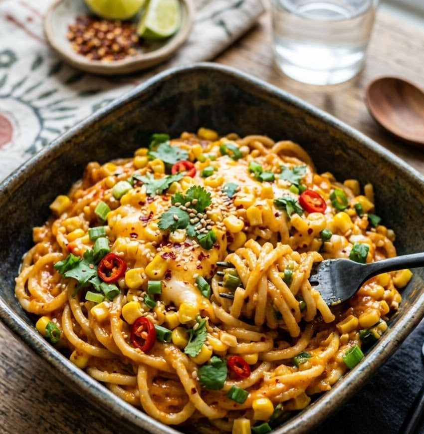 Spicy Corn Cheese Millet Noodles