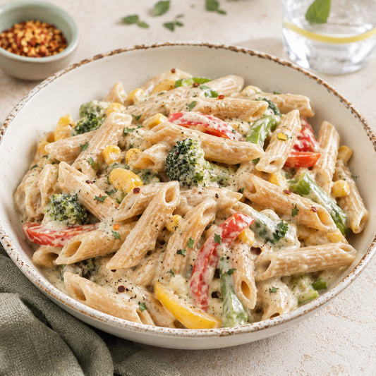 Multi Millet Pasta with Creamy Veggie Sauce