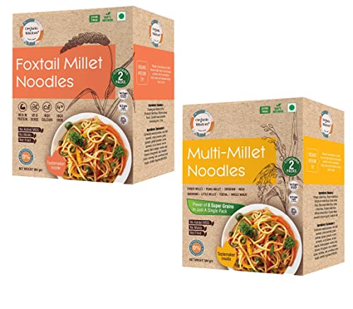 Organic Wisdom Combo of Protein,Vit B12 and Fibre rich Millet Noodles: Multi Millet Noodles & Foxtail Noodles- 384 gm each