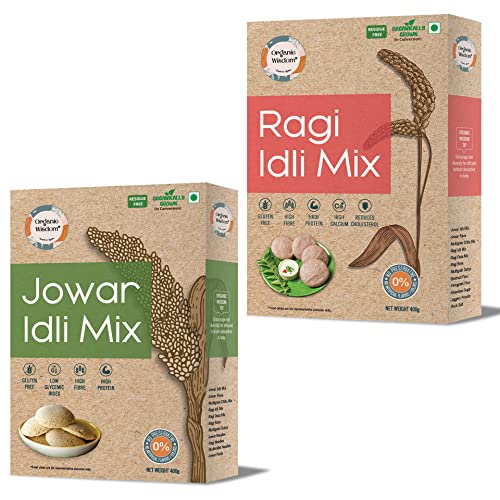 Organic Wisdom Combo of Protein and Calcium rich Jowar Idli Mix and Ragi Idli Mix – 400 gm each