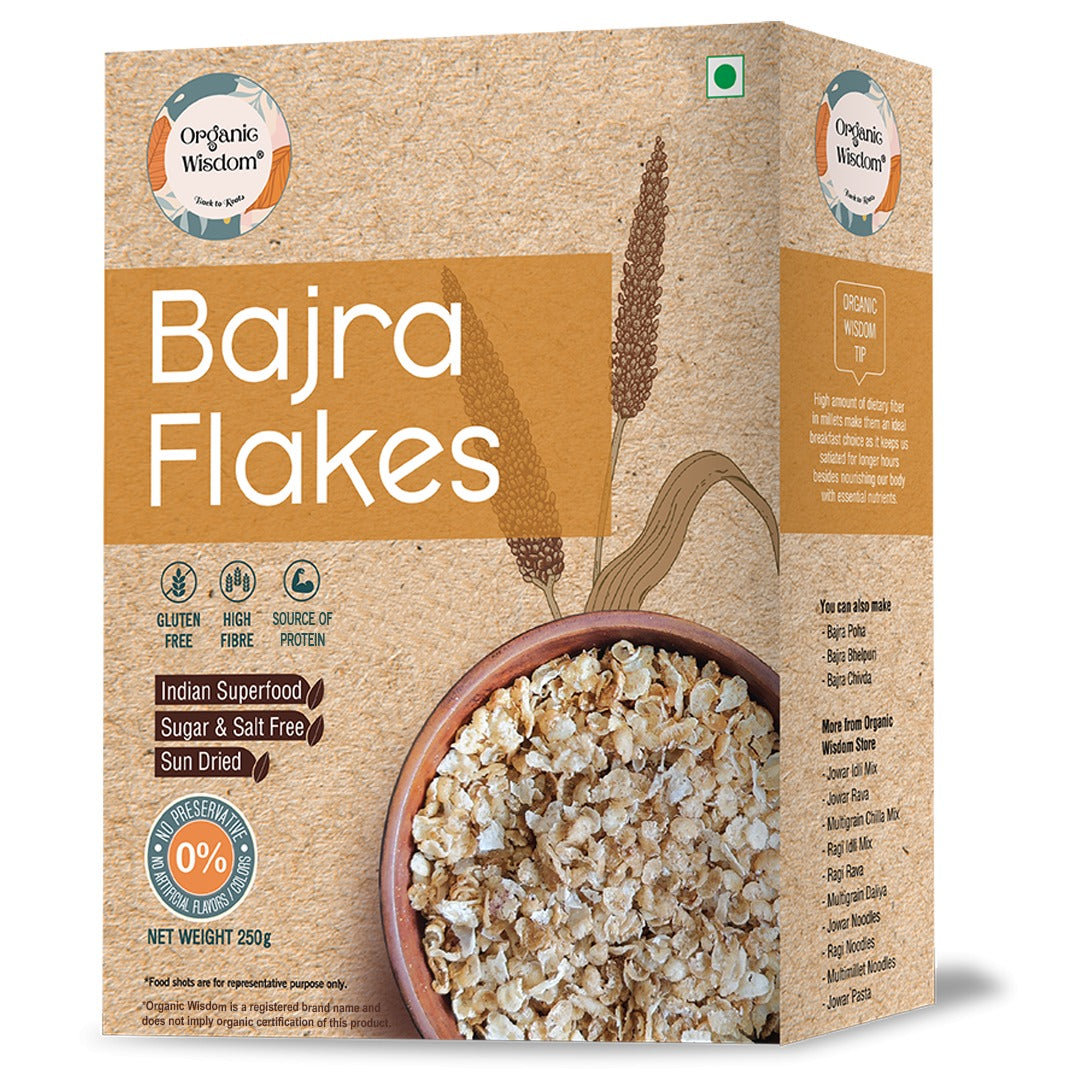 Bajra (Pearl Millet) Flakes — Sun-Dried, No Added Salt/Sugar/Oil, 250g