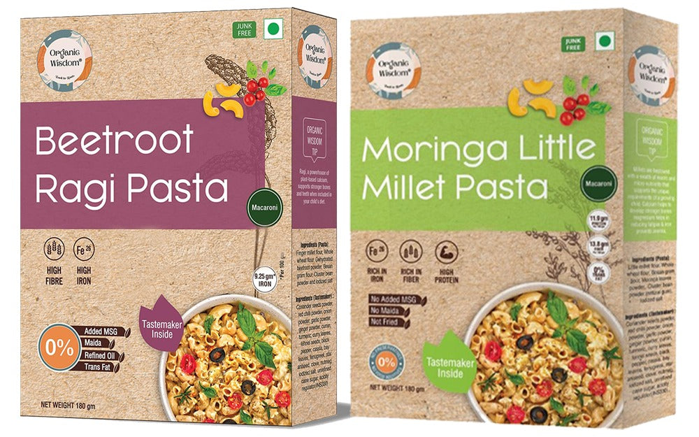 Moringa Little millet & Beetroot Ragi Macaroni Pasta