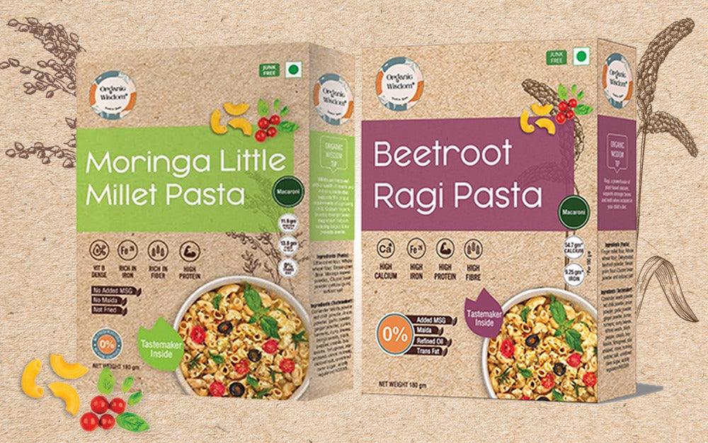 Moringa Little millet & Beetroot Ragi Macaroni Pasta