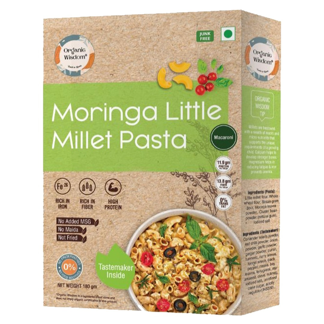 Moringa Little Millet Pasta — Little Millet & Whole Wheat Blend with Moringa, 180g