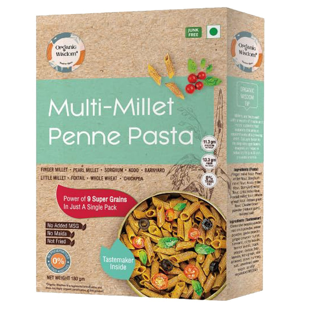 Multi Millet Penne Pasta — 7-Millet & Whole Wheat Blend, 180g