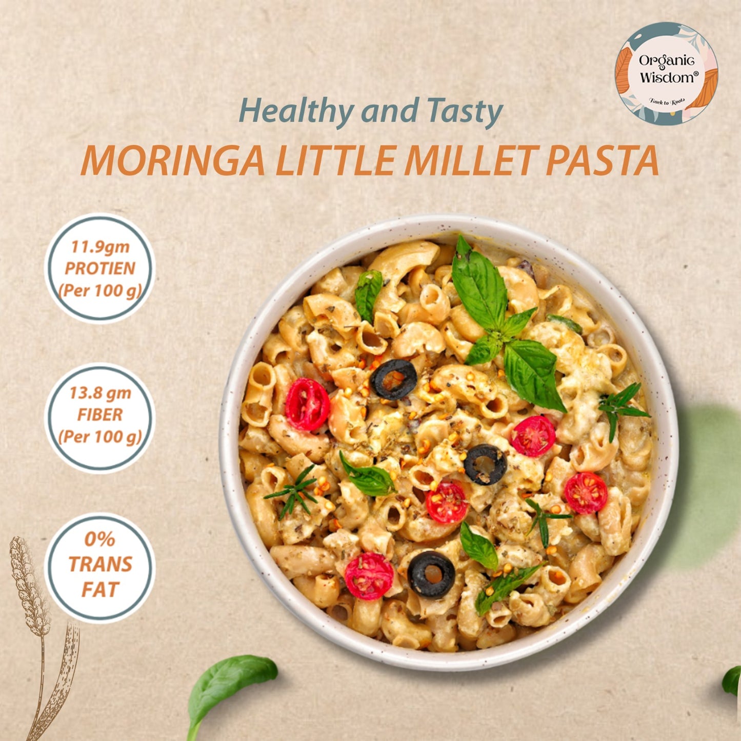 Moringa Little millet & Beetroot Ragi Macaroni Pasta