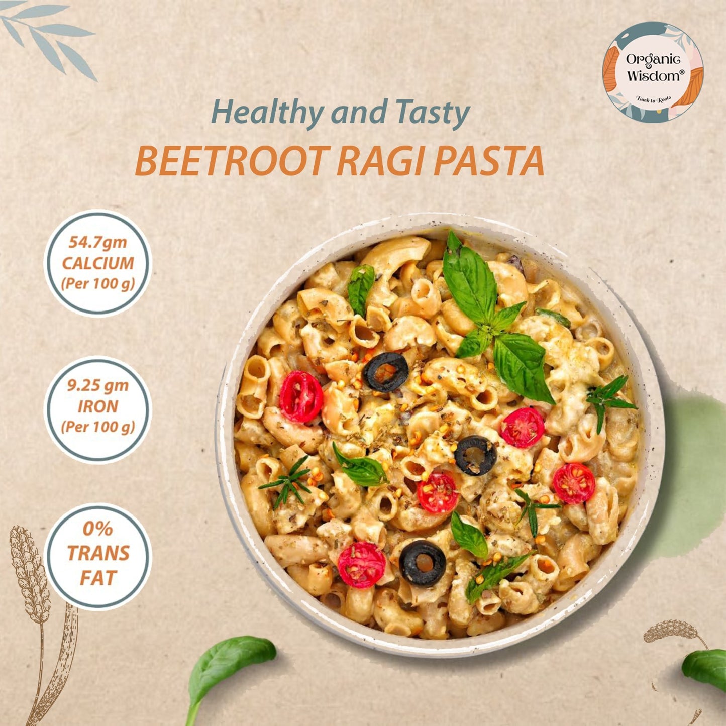 Moringa Little millet & Beetroot Ragi Macaroni Pasta