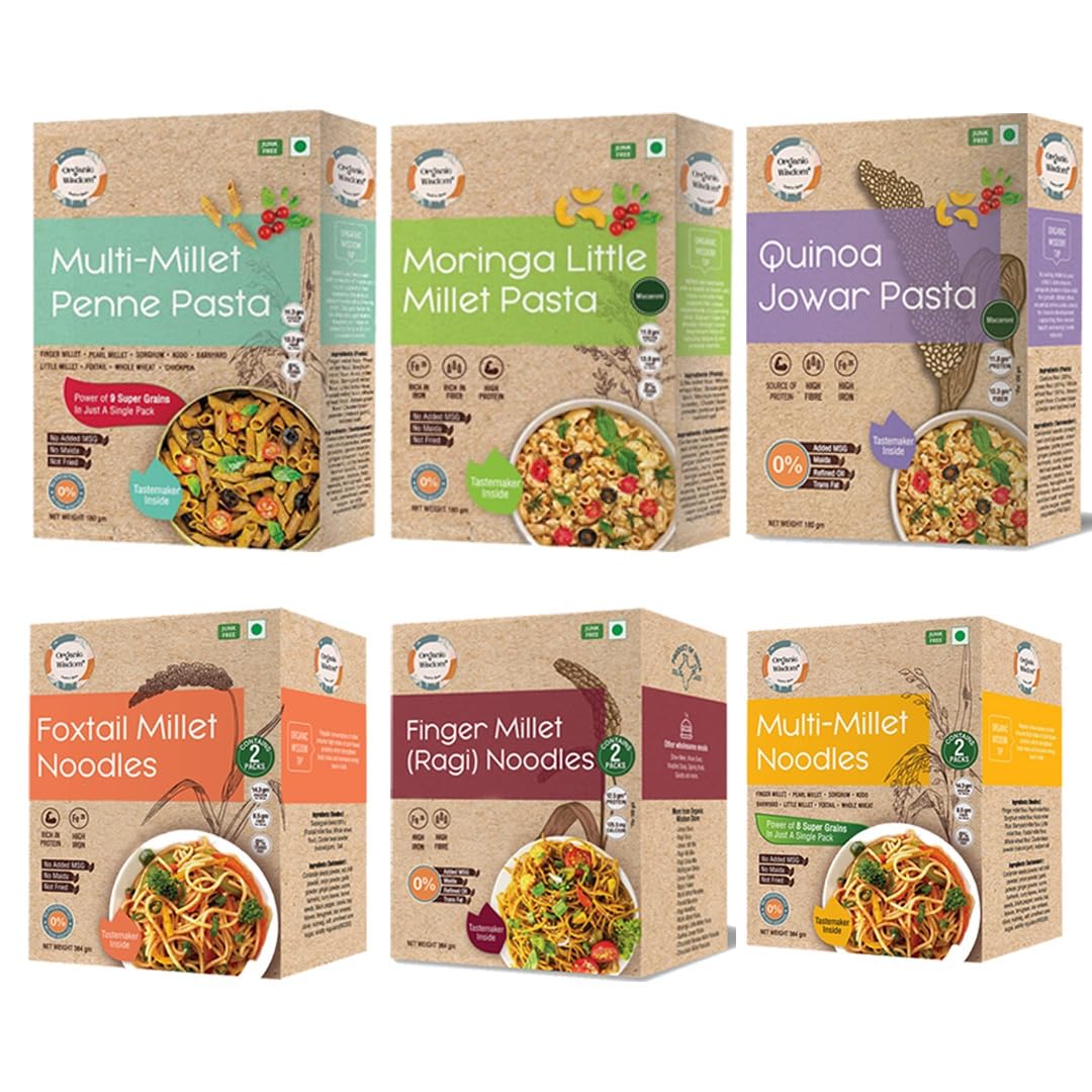 Millet Noodles & Pasta Combo Pack of 6 — 3 Millet Noodles + 3 Millet Pastas
