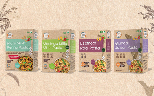 Millet Pasta Combo Pack of 4 — Multi Millet Penne, Moringa Little Millet, Quinoa Jowar & Beetroot Ragi Pasta