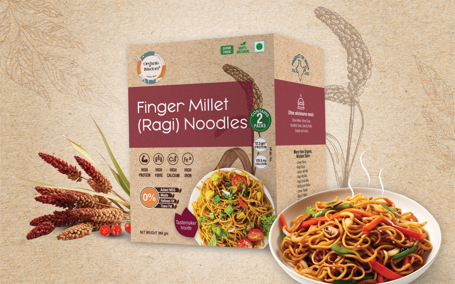 Gluten-free noodles made from the power of finger millet