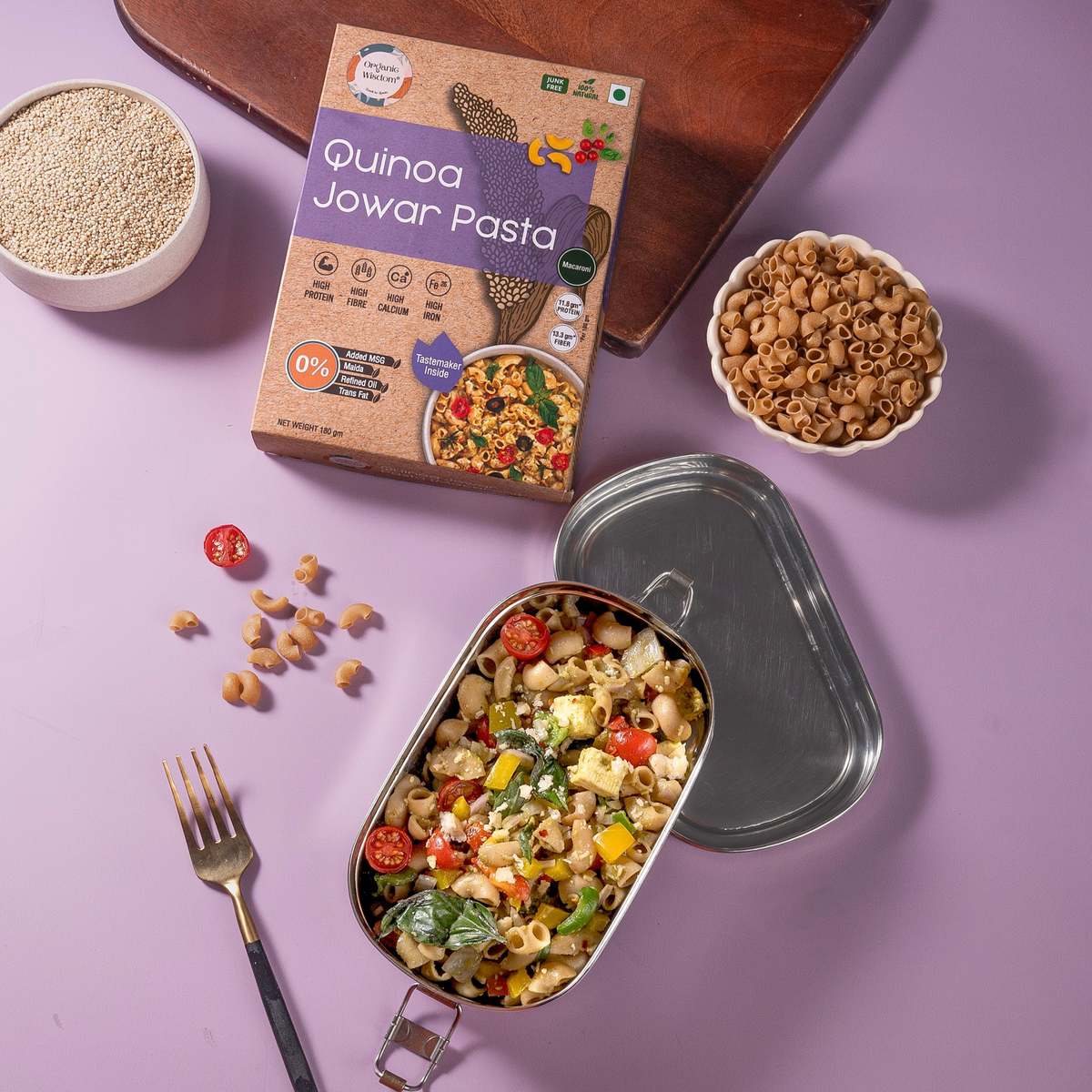 Kids' Tiffin Combo Pack of 5 — Ragi Idli Mix, Millet Banana Pancake Mix, Quinoa Jowar Pasta, Beetroot Ragi Pasta & Multi-Millet Noodles