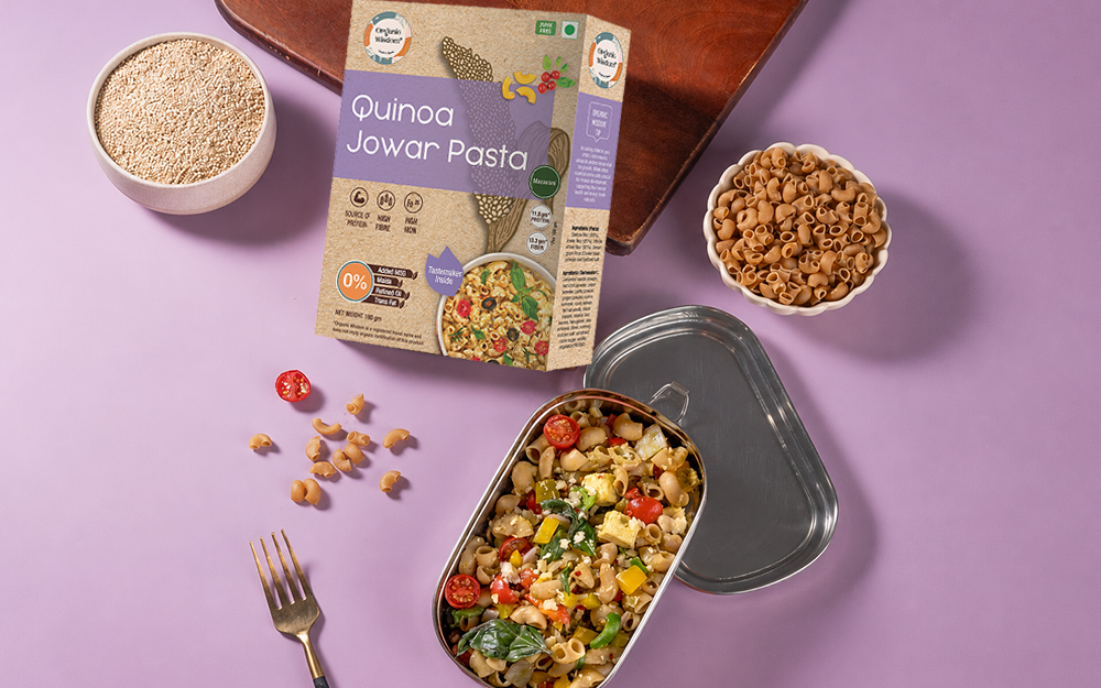 Quinoa Jowar Macaroni Pasta — 180g with Pasta Masala