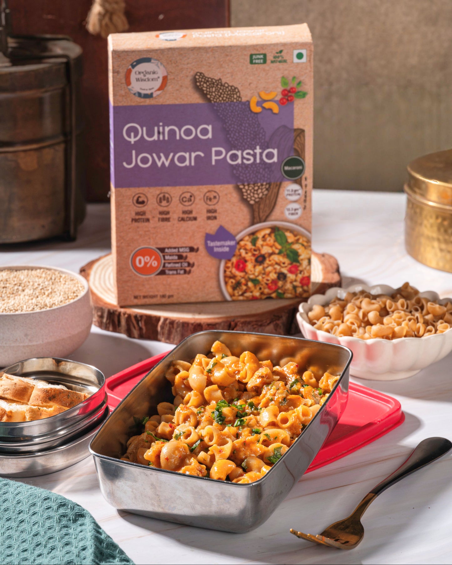 Millet Pasta Combo : Multi Millet Penne, Moringa Little Millet & Quinoa Jowar Pasta (180g each)