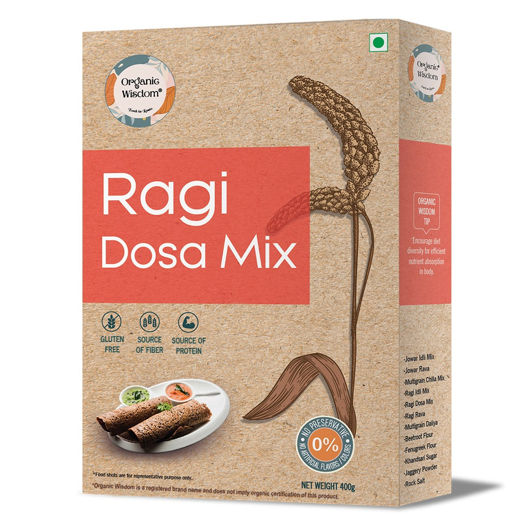 Ragi (Finger Millet) Dosa Mix — Stone-Ground, High Calcium, Instant Mix, 400g