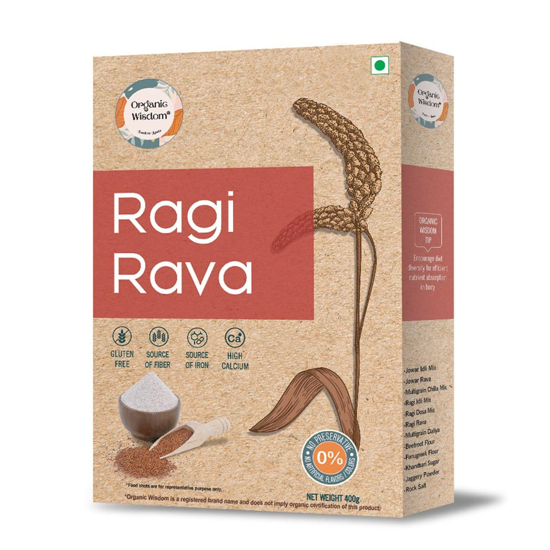 Ragi (Finger Millet) Rava — Stone-Ground, High Calcium, Semolina Substitute, 400g
