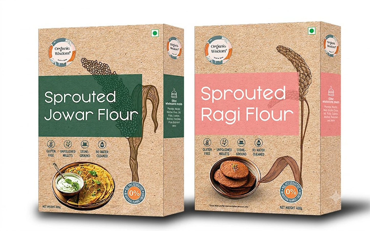 Sprouted Ragi Flour + Sprouted Jowar Flour Combo — Stone-Ground, No Preservatives, 2-Pack