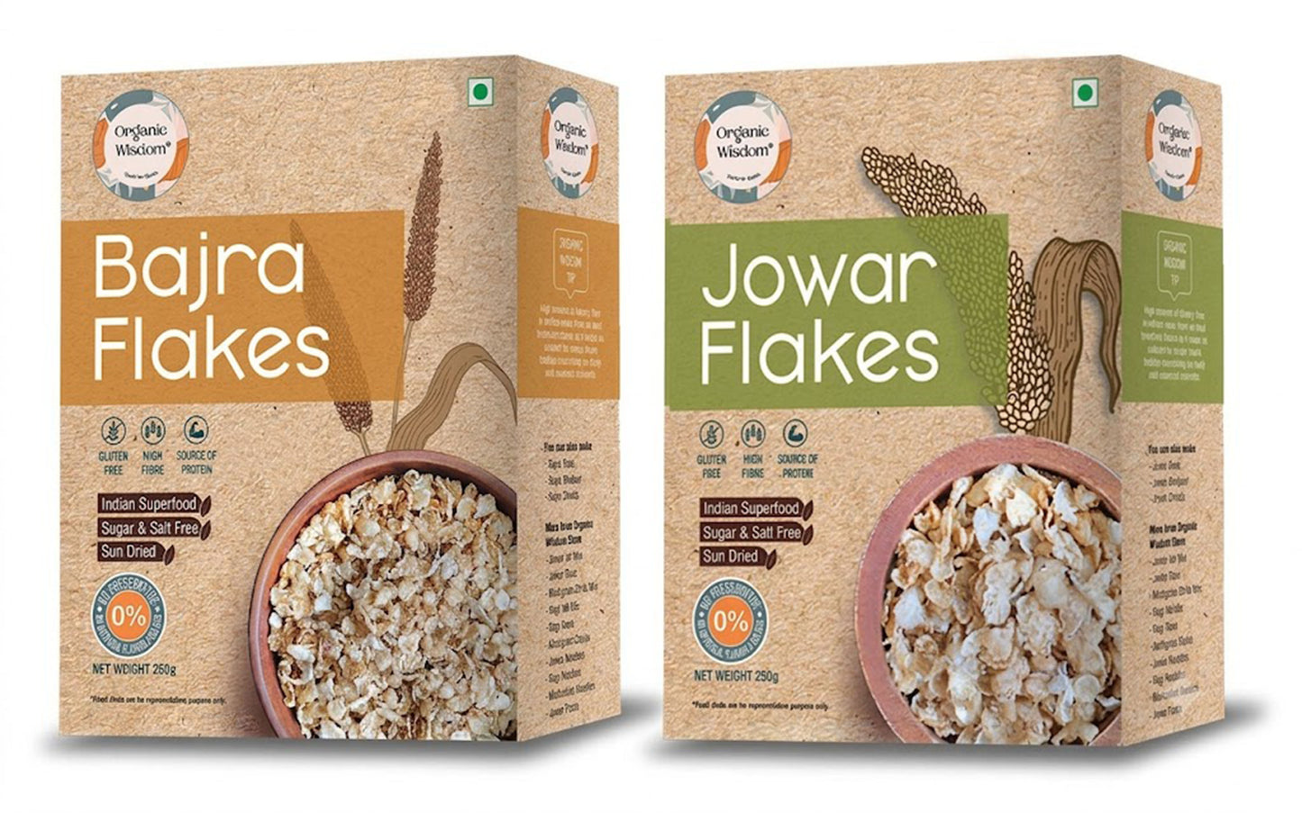 Jowar Flakes + Bajra Flakes Combo — Sun-Dried, No Added Salt/Sugar, 2-Pack