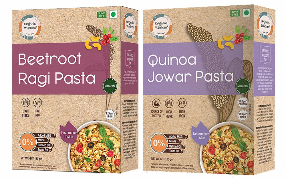 Beetroot Ragi Pasta + Quinoa Jowar Pasta Combo — 2-Pack