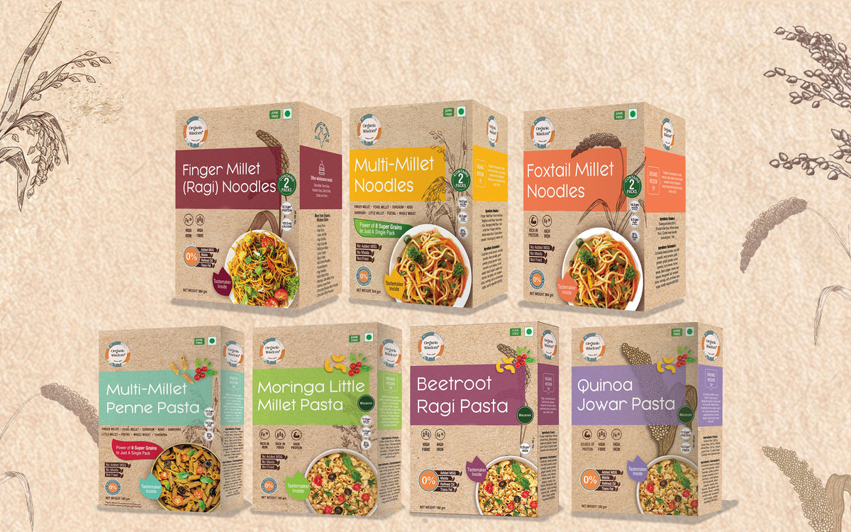 Multi Millet Penne Pasta + Beetroot Ragi Pasta Combo — Millet & Whole Wheat Blends, 2-Pack