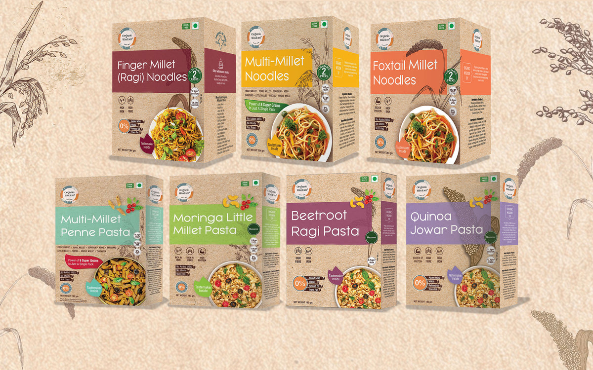 Millet Noodles & Pasta Combo Pack of 7 — 3 Millet Noodles + 4 Millet Pastas