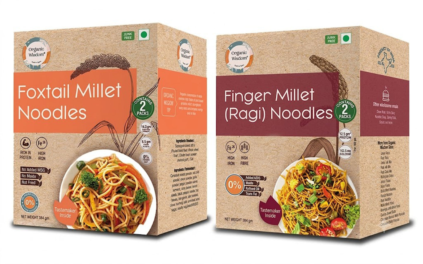 Foxtail Millet Noodles + Ragi Noodles Combo — Millet & Whole Wheat Blends, 2-Pack