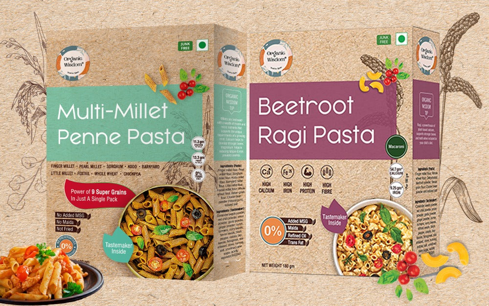 Multi Millet Penne & Beetroot Ragi Pasta