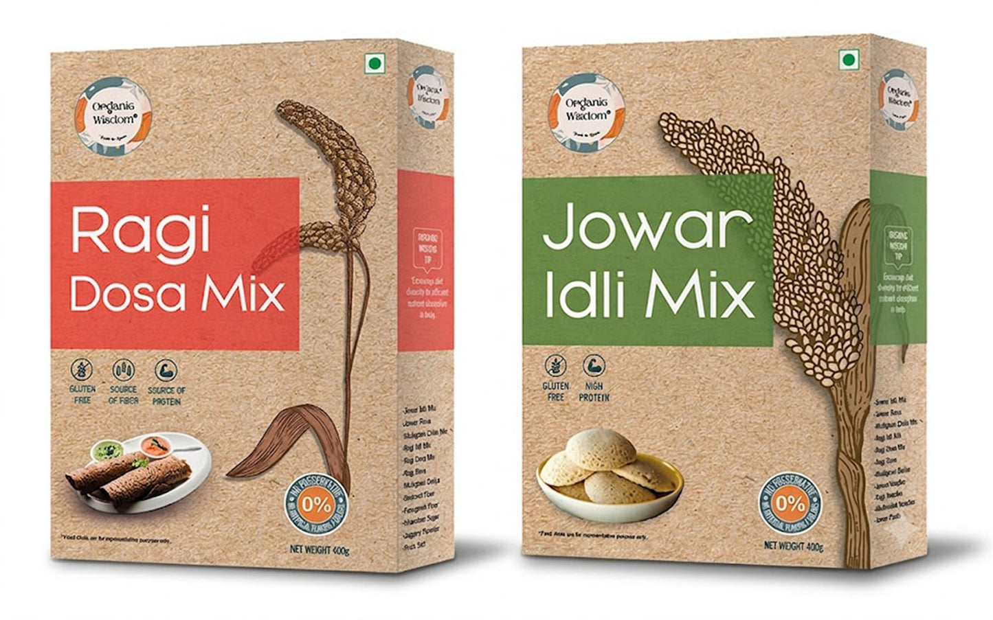 Jowar Idli Mix + Ragi Dosa Mix Combo — Stone-Ground, Instant Breakfast Duo, 800g