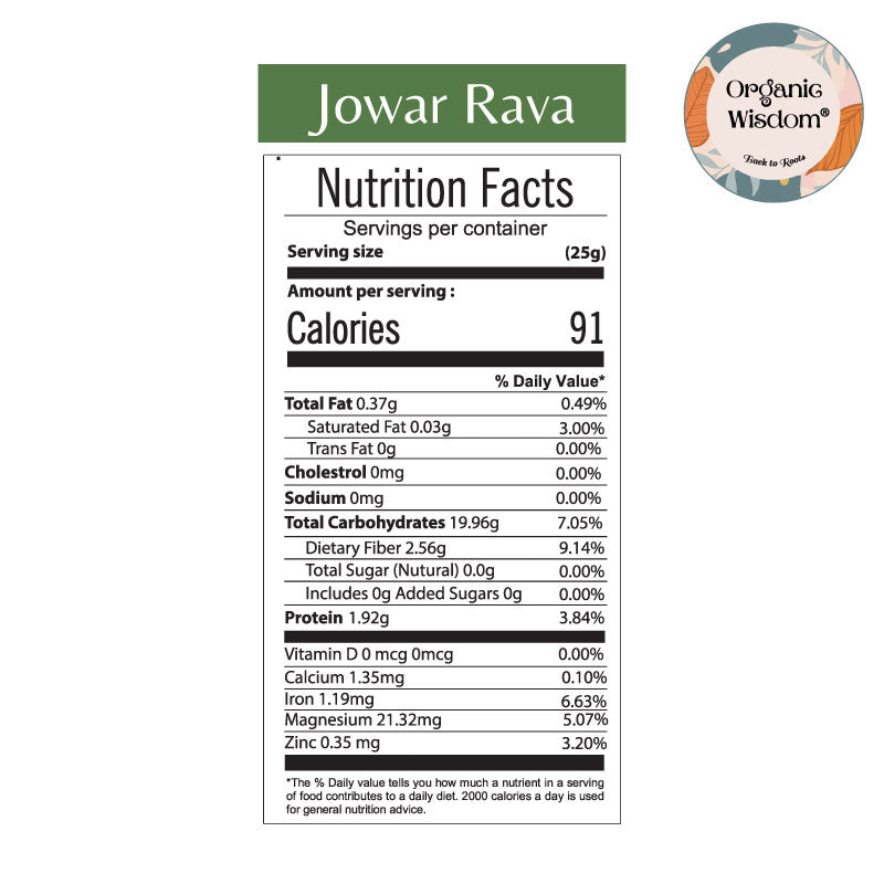 Jowar Rava Nutrition Chart
